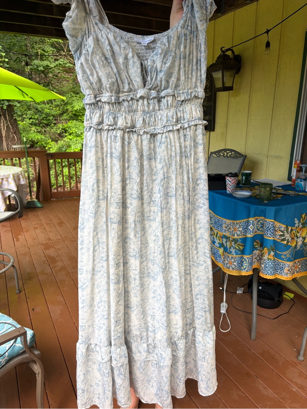 Light Blue Floral Smocked Maxi Dress - Women